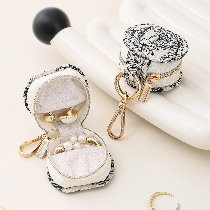Portable Round Jewelry Box Travel Jewelry Storage Accessories Organizer For Teens Bridesmaid Gift Birthday Gift