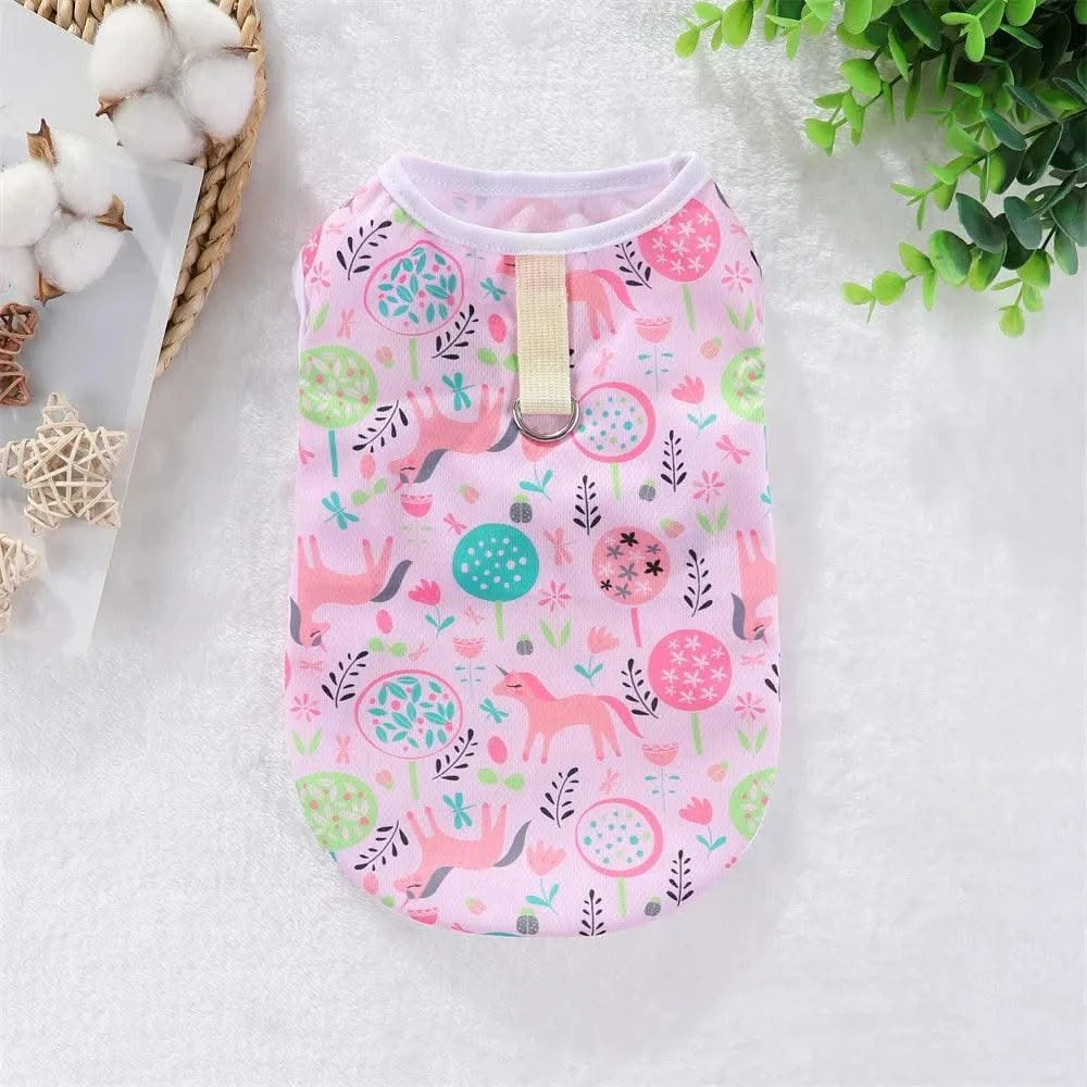 Summer Pet Dog Cooling Vest Cartoon Soft Clothing Summer Casual Shirts Small Medium Large Dogs Puppy French Bulldog Clothes