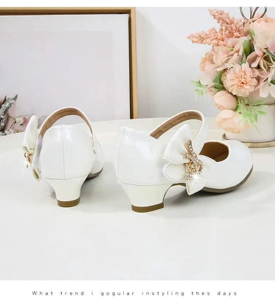 Children's Leather High Heels Shoes | Casual Soft Bottom Footwear Kids