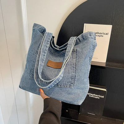 Women Shoulder Bag Luxury Designer Denim Handbag Fashionalbe Clutch Bag Vintage Simple Female Commuter Handbag for Office Travel