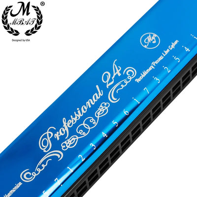 24 Holes Harmonica Key of C Professional Tremolo Mouth Organ With Case For Adults Professionals and Students Harmonica