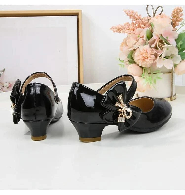 Children's Leather High Heels Shoes | Casual Soft Bottom Footwear Kids