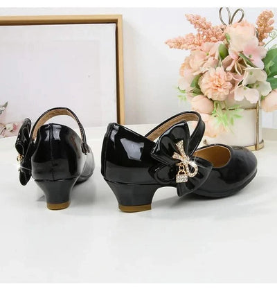 Children's Leather High Heels Shoes | Casual Soft Bottom Footwear Kids