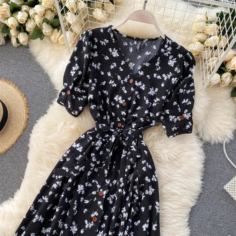 Korean Red elegant sexy Dress women Summer Autumn V-neck polka dot midi dress waist split dress vestidos de fiesta clothes