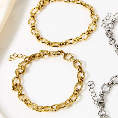 1Piece Statement Stainless Steel Chain Bracelet For Women Men Punk Metal Oval Bracelet Handmade Exquisite Jewerlry Gifts 17.5cm