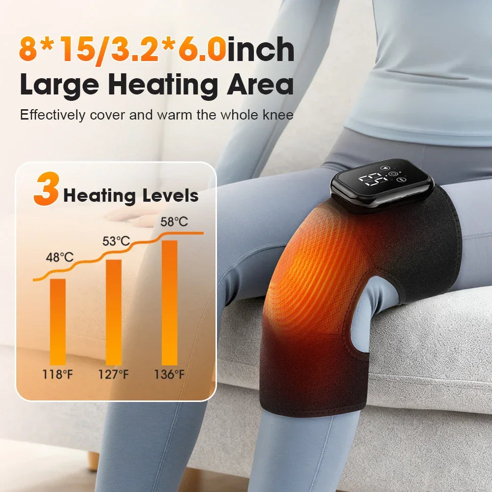 Cordless Heating Knee Masssager Knee Protection Vibrator for Joint Masssage Relaxation Muscle 3 Levels Heated Knee Support Brace