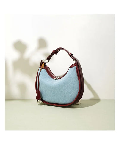 2024 New Women Bag Lady Fashion Half Moon Underarm Shoulder Bag Messenger Female Summer Soft Lightweight Denim Fabric Handbag