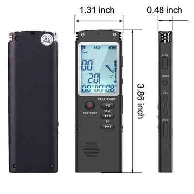 Voice Recorder - Voice Activated Recorder with Earphone & USB Charge Cable, Digital Voice Recorder with Playback for Lectures &