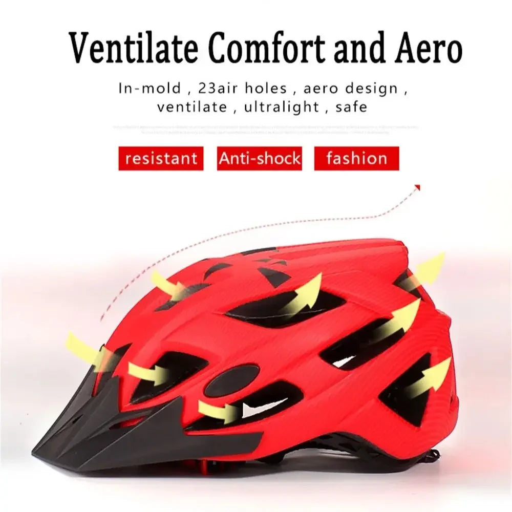 NEW Ultralight Bicycles Helmets Men Mountain Bike Helmet Integ-mold MTB Helmet With led Warning light Cycling Safely Cascos