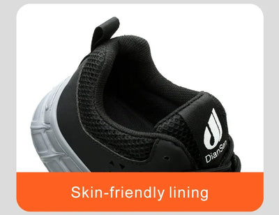 Men's Safety Shoes Comfortable Non-Slip Work Shoes Lightweight Breathable Safety Toe Casual Sneakers for Construction Site Black
