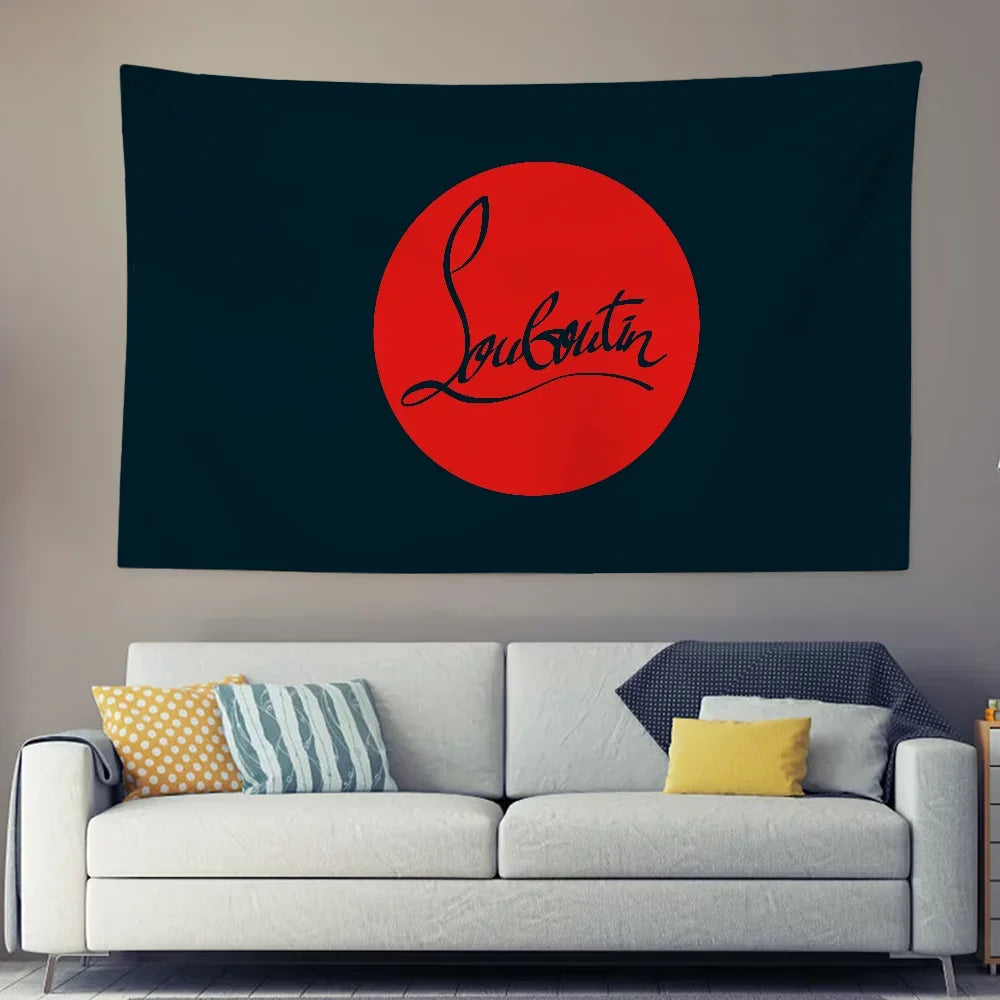 Luxury C-ChristianES L-LouboutinES Logo Tapestry Background Hanging Cloth Bedroom Room Decor Aesthetic Tapestry Wall Party