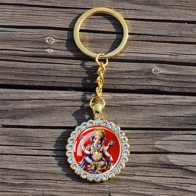 Shiva Nataraja Keychain Buddhist Jewelry Lakshmi Goddess Rhinestone Pendant Hinduism Amulet Keyring Gift
