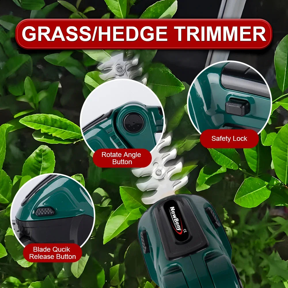 NEWBENY 2 IN 1 Electric Hedge Trimmer Lawn Mower Household Garden Shrub Scissors Grass Scissors For Makita 18V Battery Pin