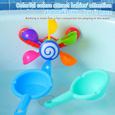 Baby Bath Toys Colorful Waterwheel Bathing Bathtub Water Spray Play Set Rainbow Windmill Bathroom Toy For Kids Toddler Children