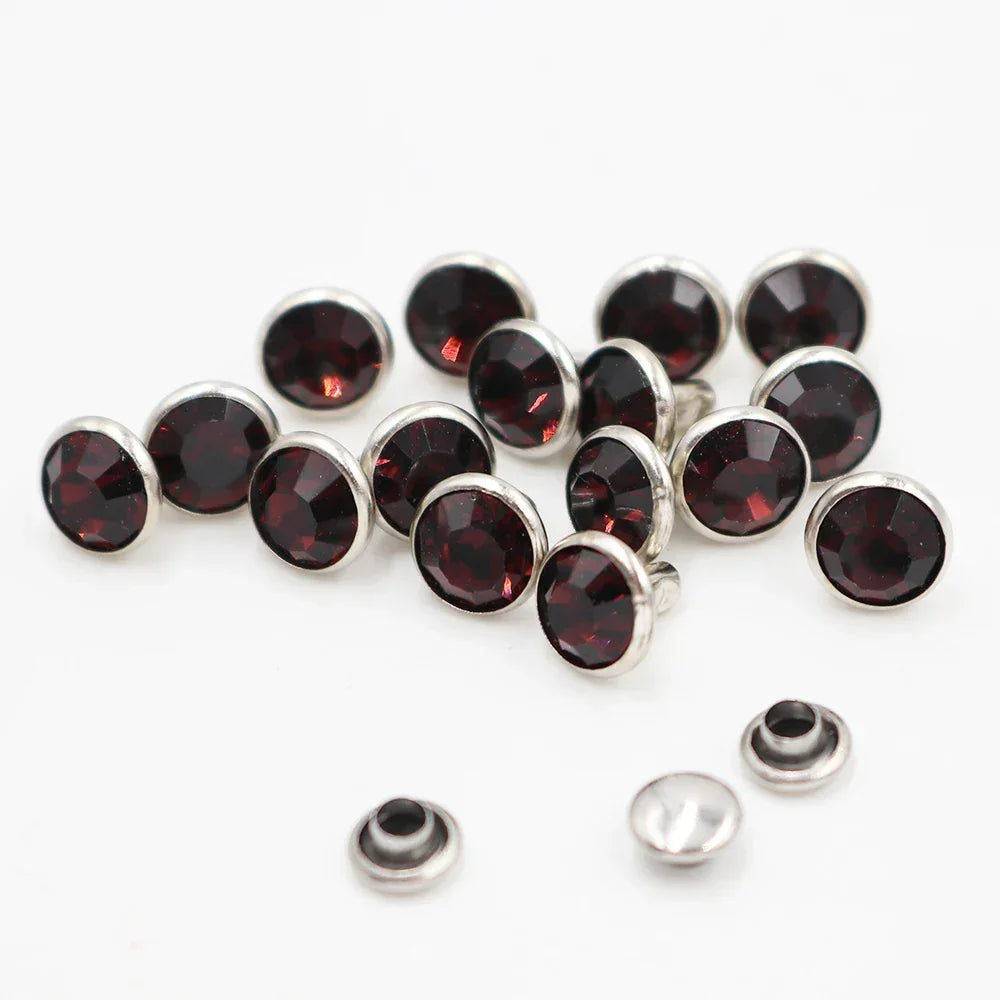 Colorful Crystal Rhinestone For Nails Rivets Studs For Leathercraft 100Sets Horse Tack Rivet Leather Belt Bags Clothing