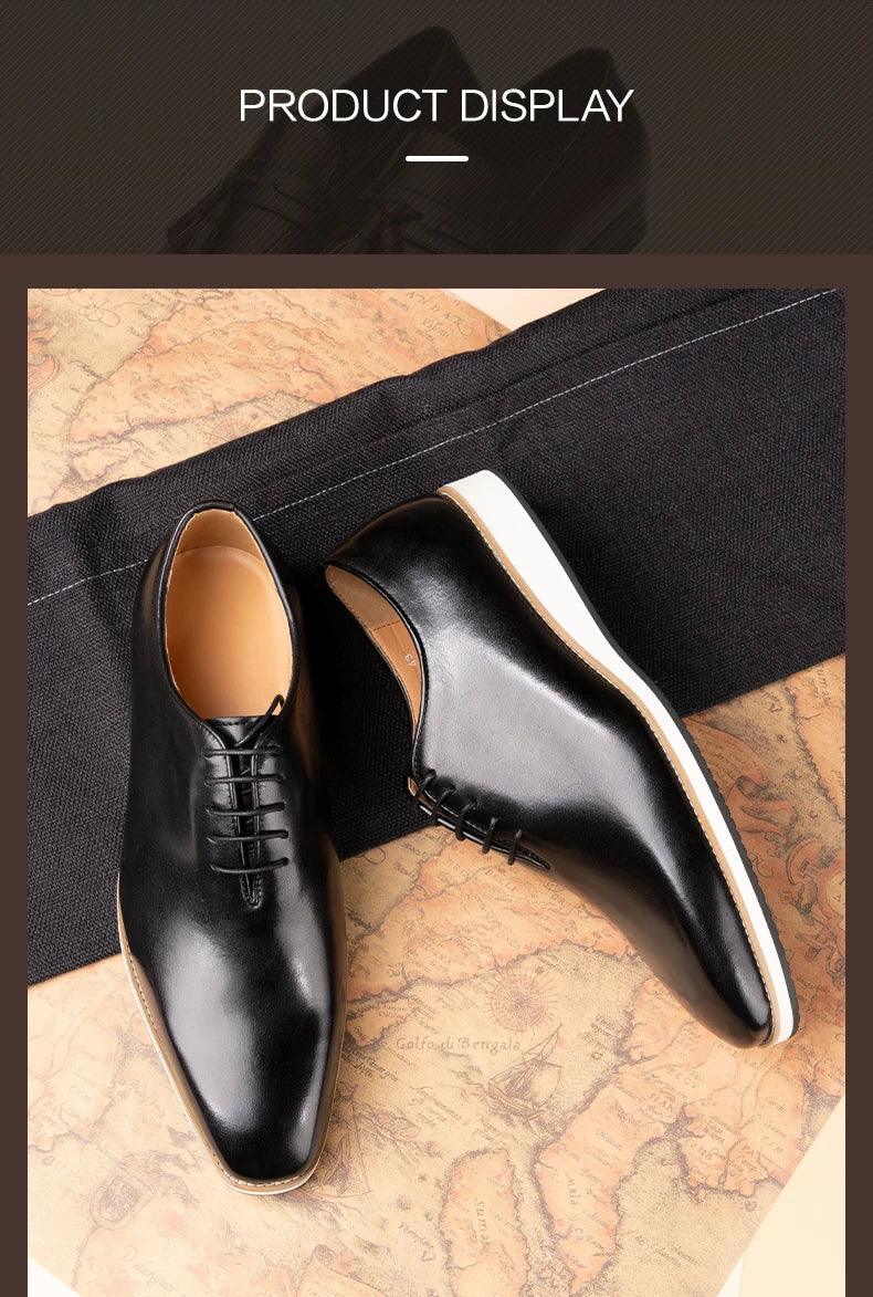 Modern Leather Men's Shoes Office Business Formal Suit Footwear High Quality Oxford Lace Up Handmade Brogue Shoes EVA Outsole