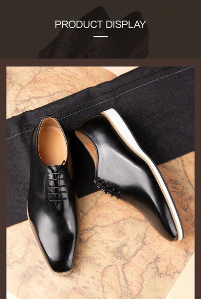 Modern Leather Men's Shoes Office Business Formal Suit Footwear High Quality Oxford Lace Up Handmade Brogue Shoes EVA Outsole