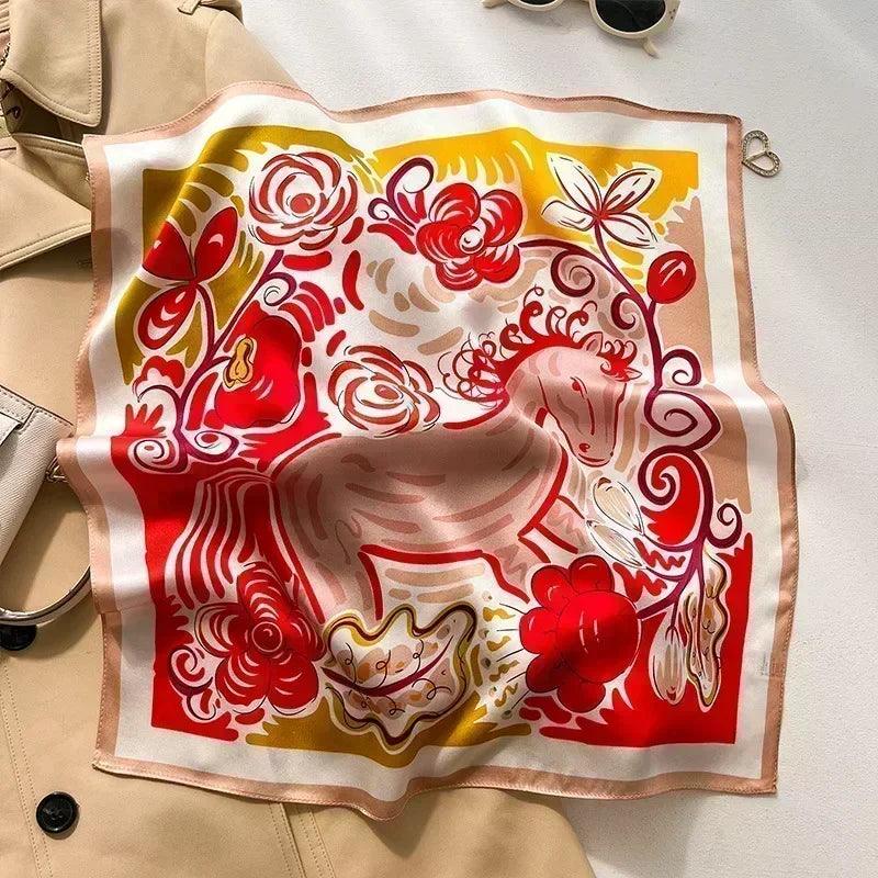 100% real silk square neck tie shawls scarf women female hijab bandana
