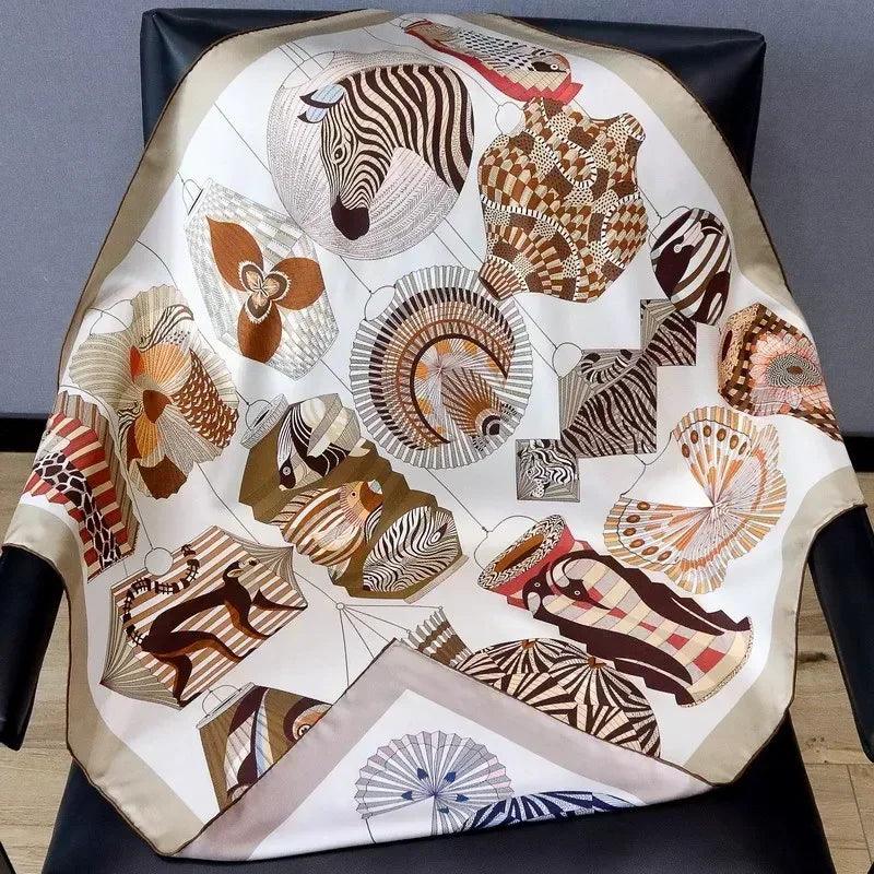 100% real silk scarf square head scarves hijab for hair wrapping 90cm