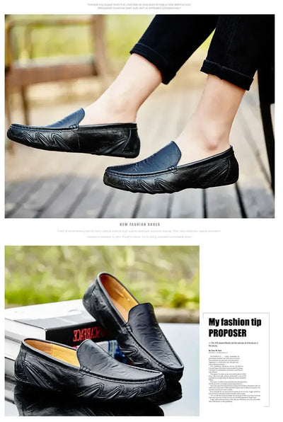 Autumn Shoes for Men Leather Casual Shoes Luxury Italian Men's Loafers Moccasins Breathable Black Versatile Driving Shoes 2024