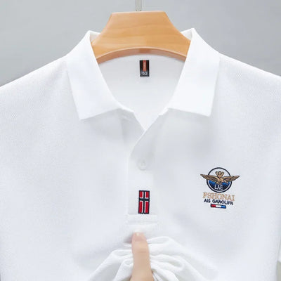 Short Sleeved Polo Shirt for Men in Summer 2025, New Business Casual Wrinkle Resistant Half Sleeved Lapel T-shirt, Loose and Iro