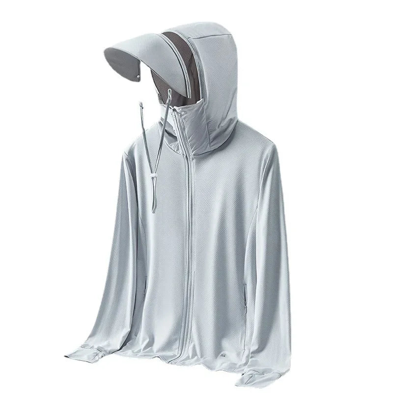 Summer Men's UPF 50+ UV Protection Lightweight Hoodie Long Sleeve SPF Jacket