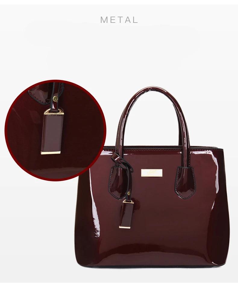 Women handbags high quality patent leather women’s bag fashion shoulder bag luxury tote bag + card package designer