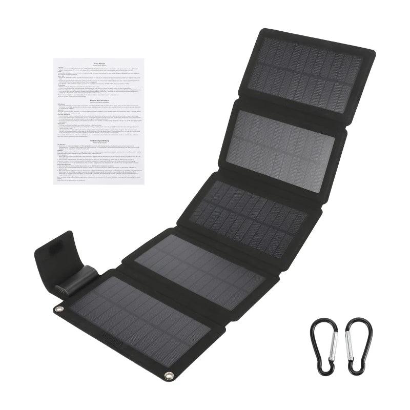 Foldable Solar Panel - Portable Plate Charger USB Full Time Power Solars Panels for Phone PowerBank Mobile Emergency Supply