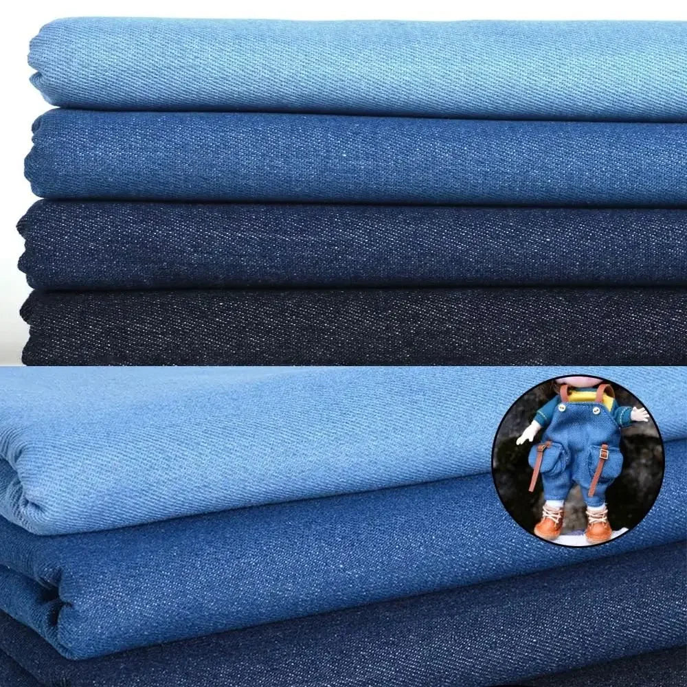 Home Textile Girl Gift Toys Cotton Fabric Handmade Doll Cloth DIY Dress Materials Bedding Sewing Washed Denim Clothes