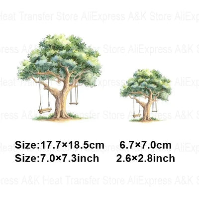 Baby Animal On Swings Heat Transfers For Kids Clothing Elephant Tigers Lion Stickers On Clothes Diy Thermal Patches Decals