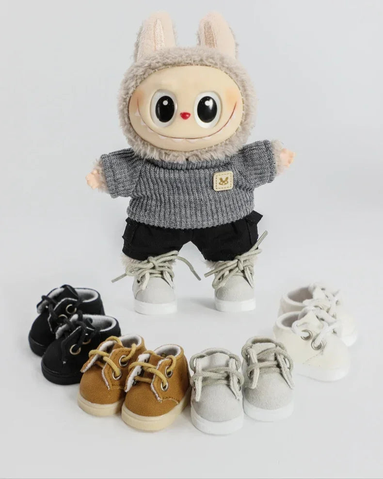 Labubu 17cm  Shoes Fashion labubu Canvas Shoes Clothes Cartoon Baby Canvas Leather Shoes Doll Universal Clothing Accessories
