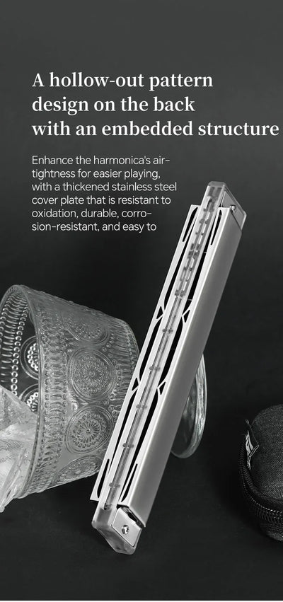 JDR Polyphonic Harmonica 24 Holes Professional Tremolo Mouth Organ T2406S Harmonica For Adults, Professionals and Students