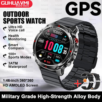 2025New Smart Watch For Men 1.46'' 360*360 HD AMOLED Color Display Voice Call Compass LED Sports Fitness Waterproof Watch Ladies