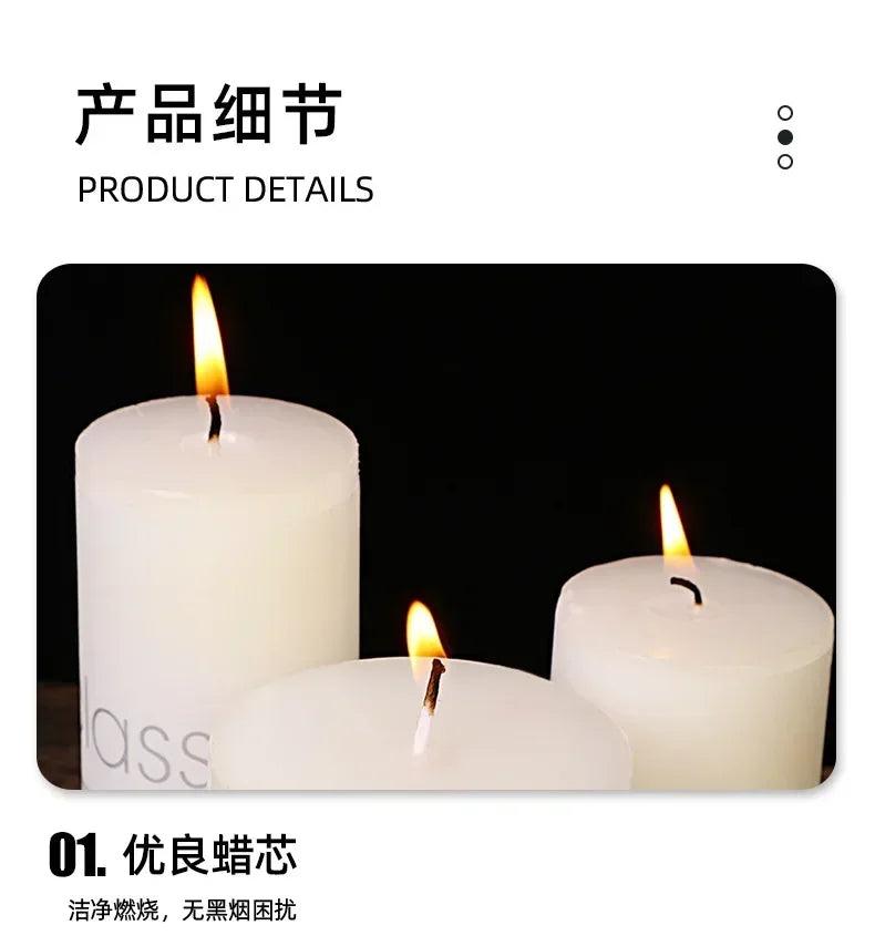 Classic european ivory white large cylinder candle smokeless tasteless romantic wedding hotel decoration holiday