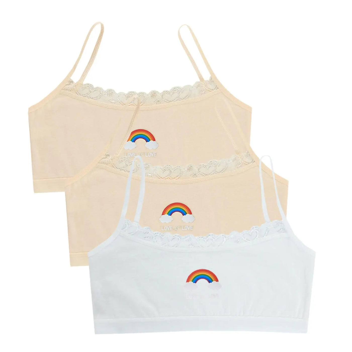3PCS Teenage Girls Small Training Bras Cute Kids Rainbow Printed Sports Vest Bra Students Children Brassiere Underwear Tube Tops