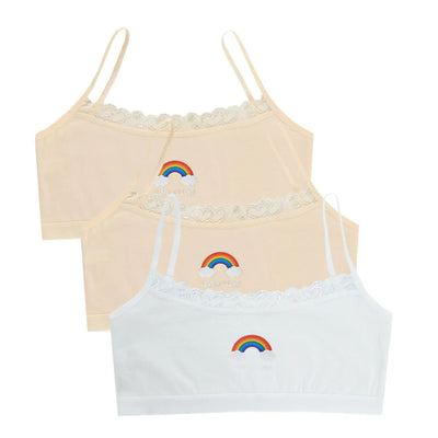 3PCS Teenage Girls Small Training Bras Cute Kids Rainbow Printed Sports Vest Bra Students Children Brassiere Underwear Tube Tops