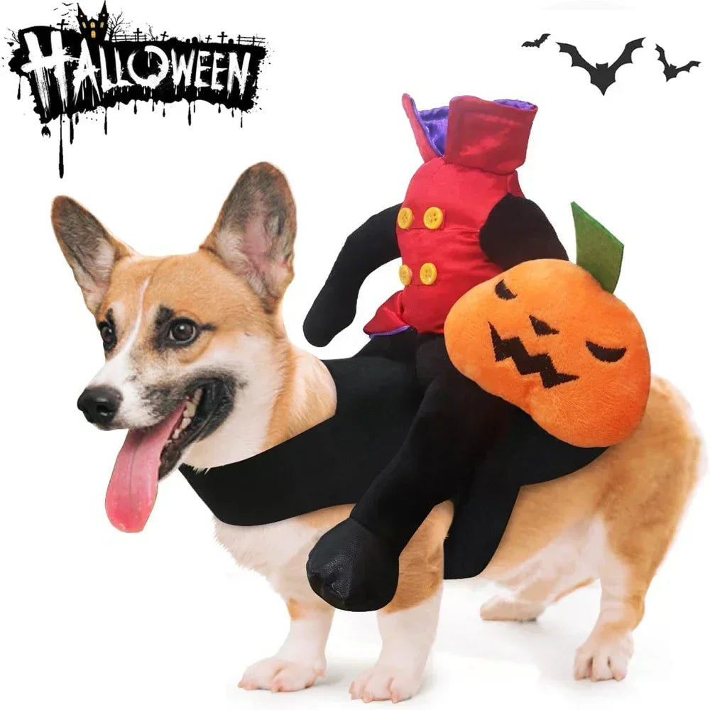 Pet Halloween Costume Dog Plush Halloween Horse Riding Pet Cloth Santa Claus Riding Outfit Hall Gift for Small To Large Dog/cat