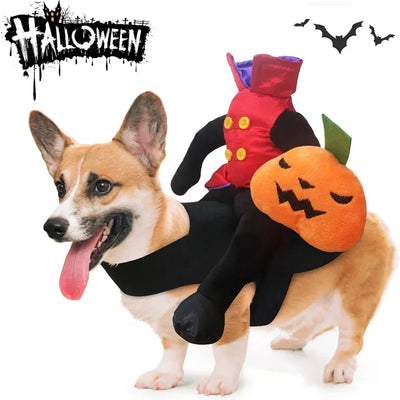 Pet Halloween Costume Dog Plush Halloween Horse Riding Pet Cloth Santa Claus Riding Outfit Hall Gift for Small To Large Dog/cat