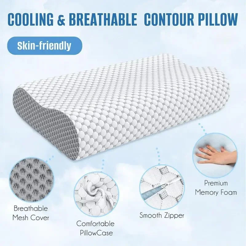 Cervical Pillow for Neck and Shoulder Pain Relief Contour Bed Pillow for Side, Back and Stomac Memory Foam Pillow for Sleeping