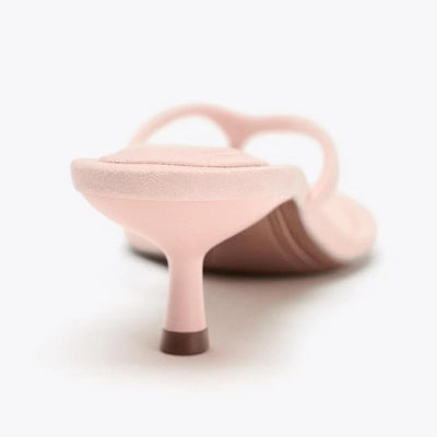 Cozy Faux Suede High-heel Slippers Women Sexy Round Toe Sewing Design Brand Slide Sandals Summer Sexy Clip-toe Beach Flip Flops