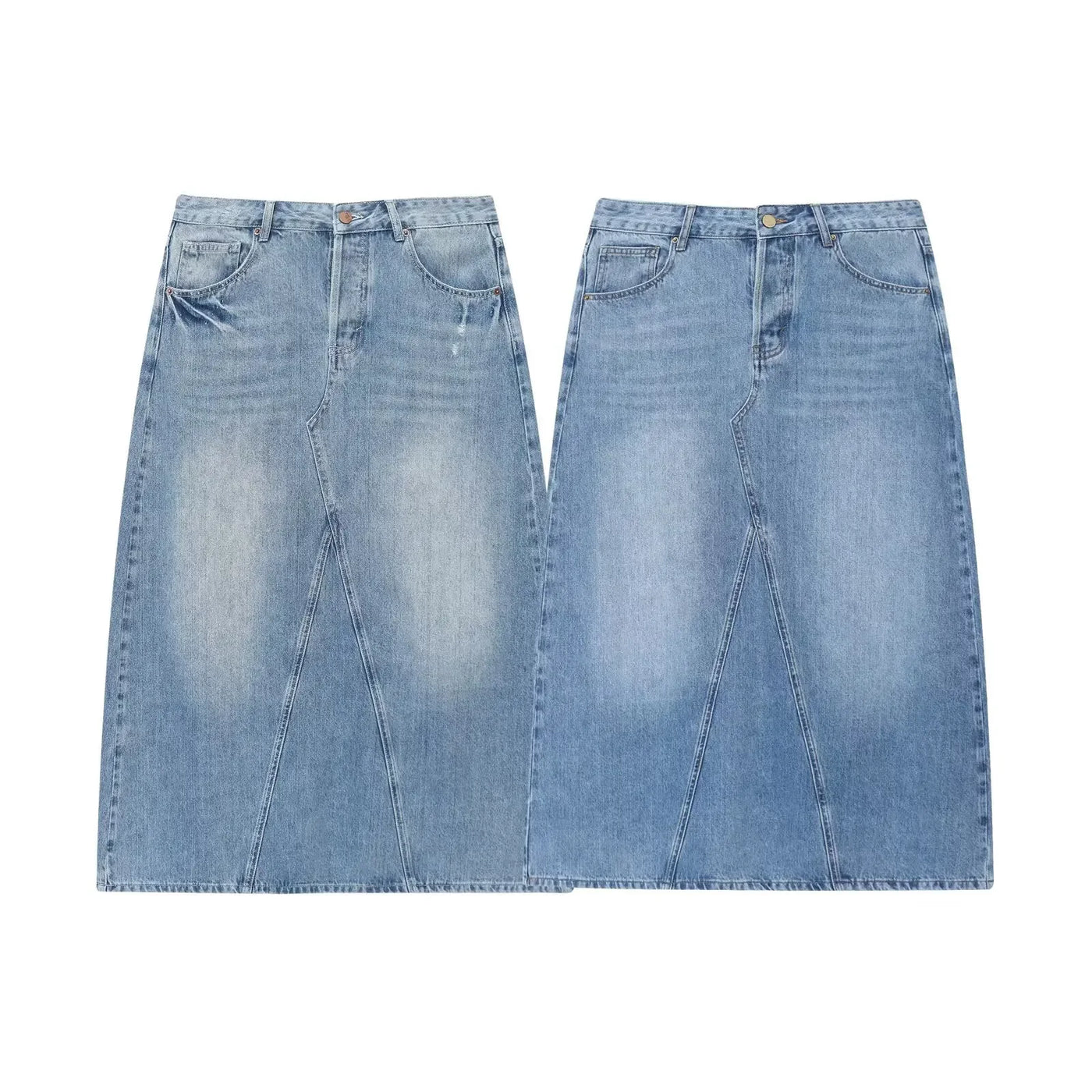 High waist A-line denim skirt pure cotton casual summer new style women's retro simple commuting polyester fiber midi skirt