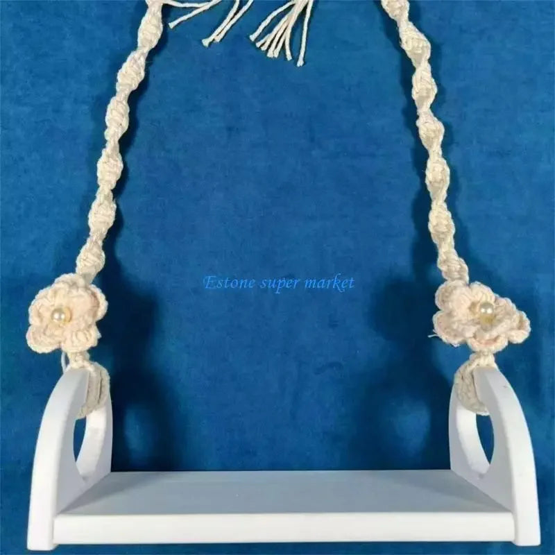 090B Newborns Photography Props Wooden Swing for Baby Photoshoots Decorative Photoshoots Trapeze Studio Furniture