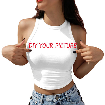 Custom Women Crop Top DIY Photo or Text Sexy Sleeveless