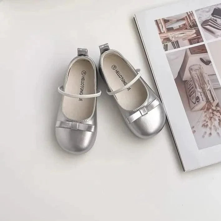 Children Princess Shoes Elastic Band Shallow Soft Little Girl's Ballet Flats Four Colors 23-32 Leisure Pu Leather Kids Shoes