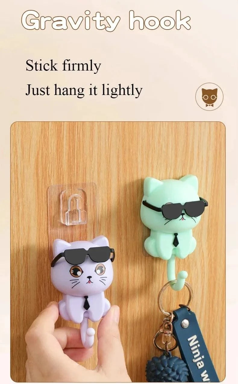 Kitten Hooks Cartoon Cats Gravities Induction Decorative Hooks Storage Racks for Keys Umbrellas Towels Adhesive Hooks Home Items