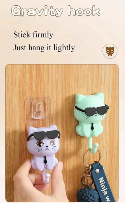 Kitten Hooks Cartoon Cats Gravities Induction Decorative Hooks Storage Racks for Keys Umbrellas Towels Adhesive Hooks Home Items