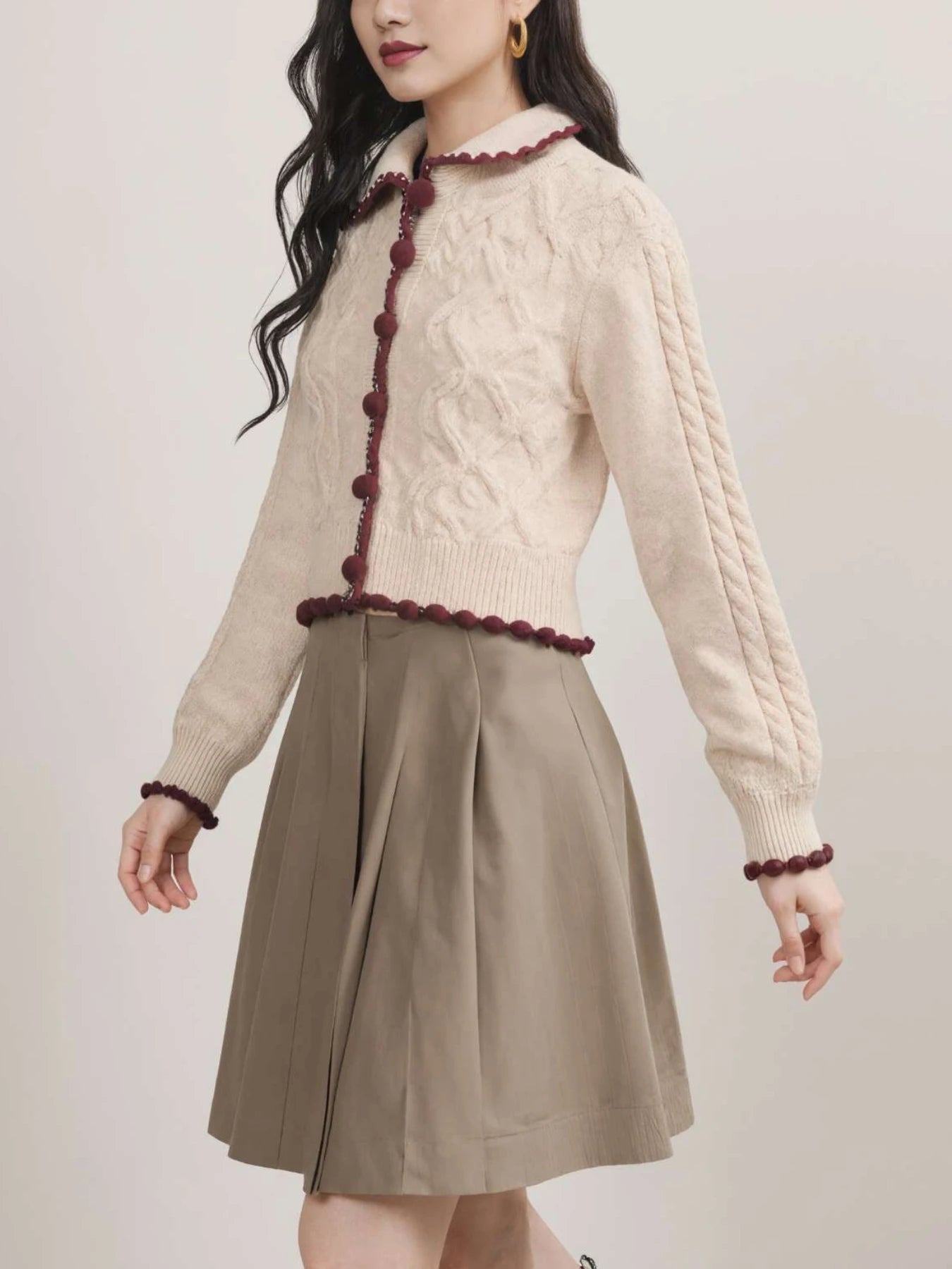 Autumn and Winter New Knitted Jacket for Women, Casual Simple Chic Versatile Sweater for Women, Jacquard Lapel Knit Cardigan, Women's Clothing for Outings and Dates