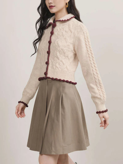 Autumn and Winter New Knitted Jacket for Women, Casual Simple Chic Versatile Sweater for Women, Jacquard Lapel Knit Cardigan, Women's Clothing for Outings and Dates