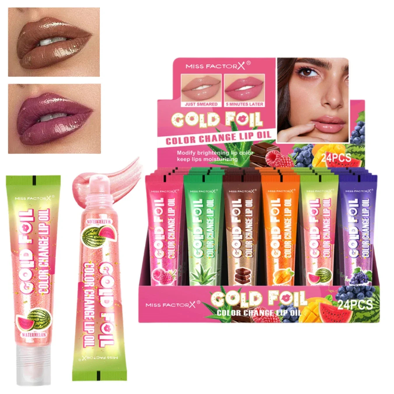 Shiny Lip Oil Gift Set 15ml×24PCS deep moisturizing non-decolorizing  foil brightening and embellishing lip color gift