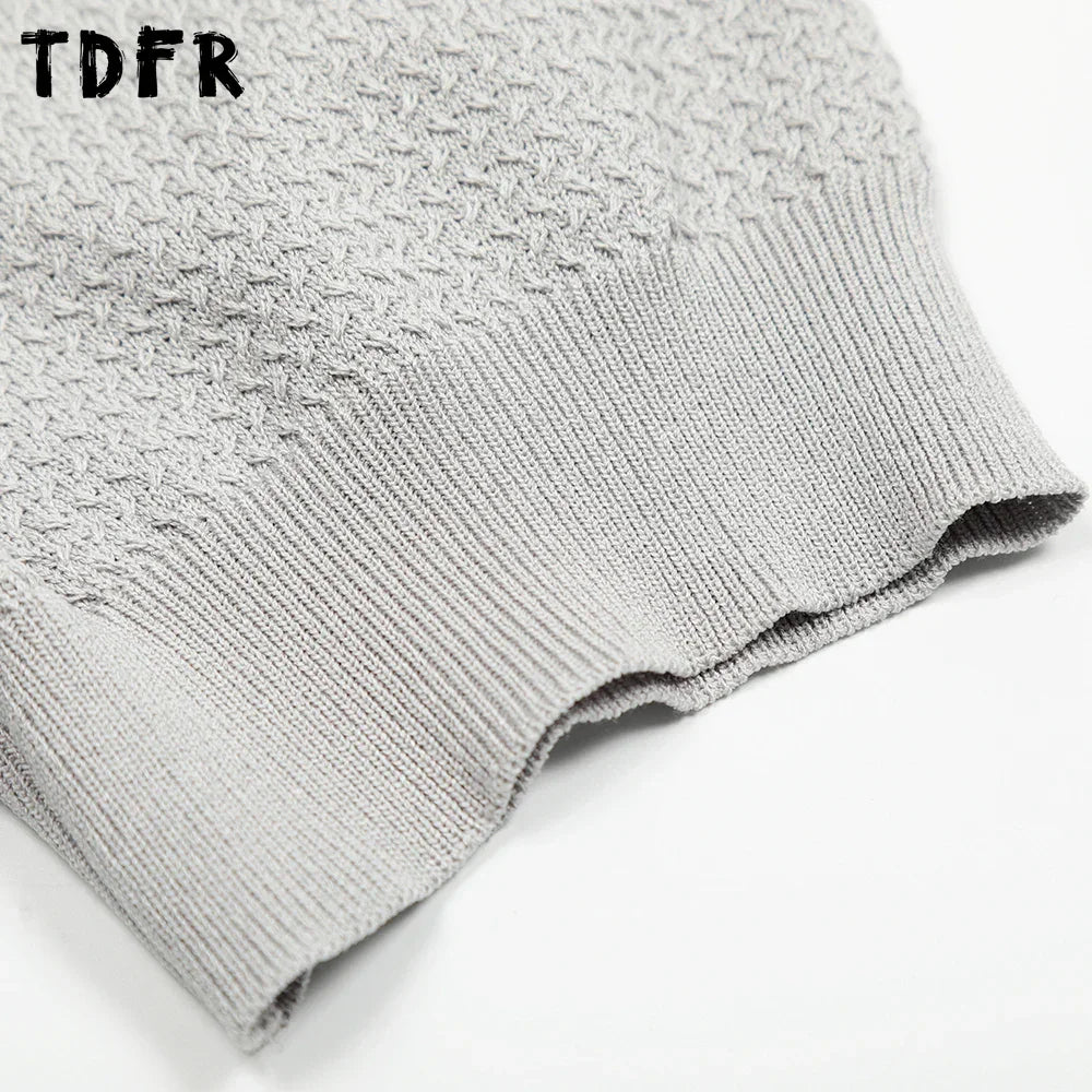 Solid Color Knitted Polo Shirts Mens Simple Summer Retro Casual Loose Half-Sleeve Lapel Tops Men